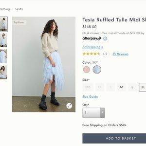 Tesia Ruffled Tulle Midi Skirt